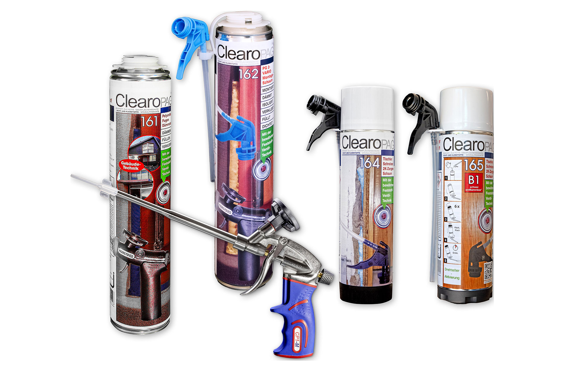 PU_Schäume von ClearoPAG. 1- beziehungsweise 2-komponentige Montageschäume