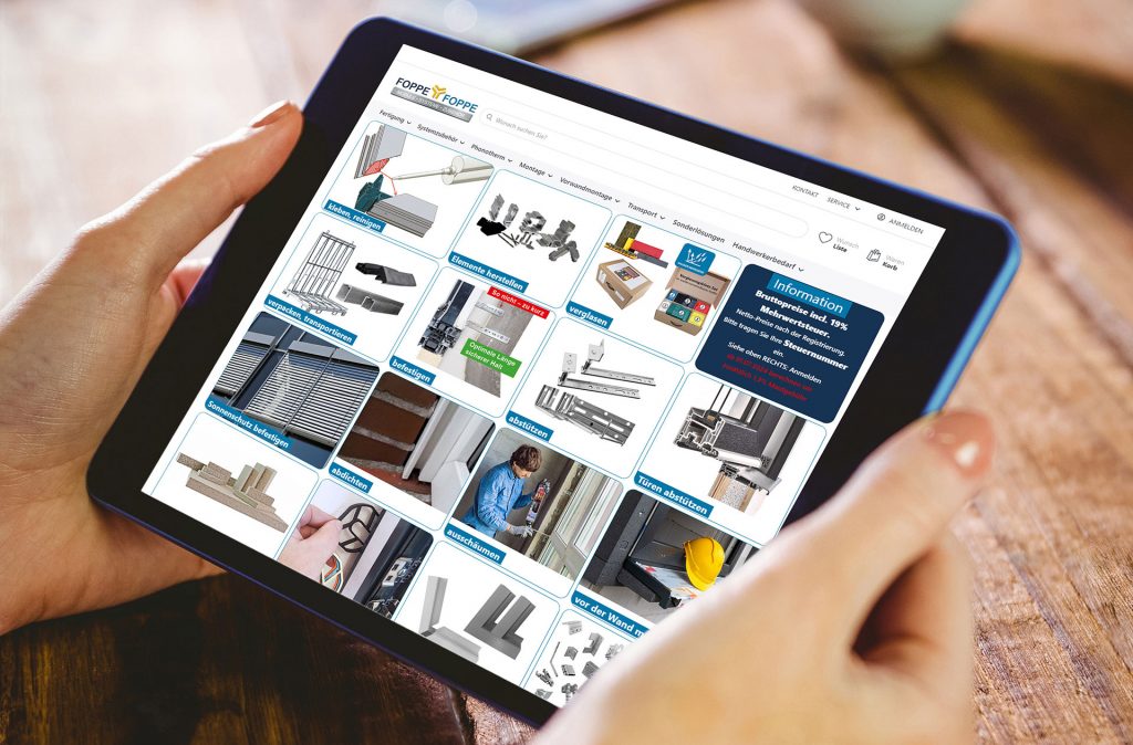 Online-Shop auf einem Tablet