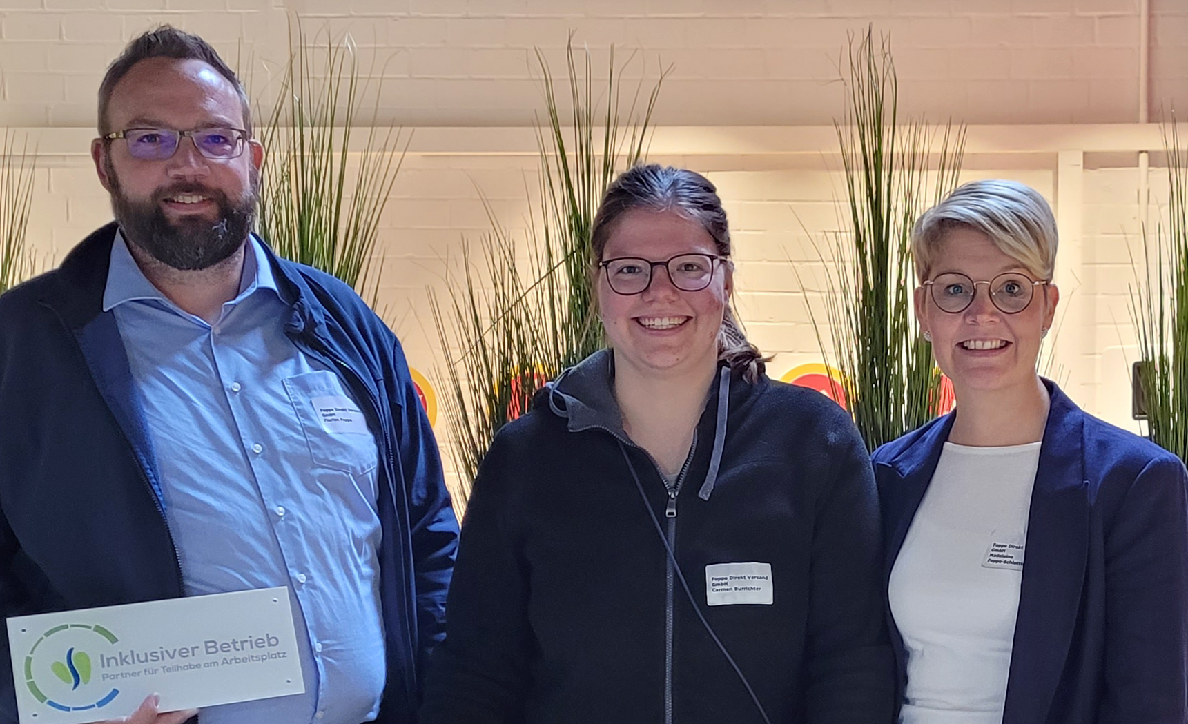 Foppe bekommt die Auszeichnung "Inklusiver Betrieb"